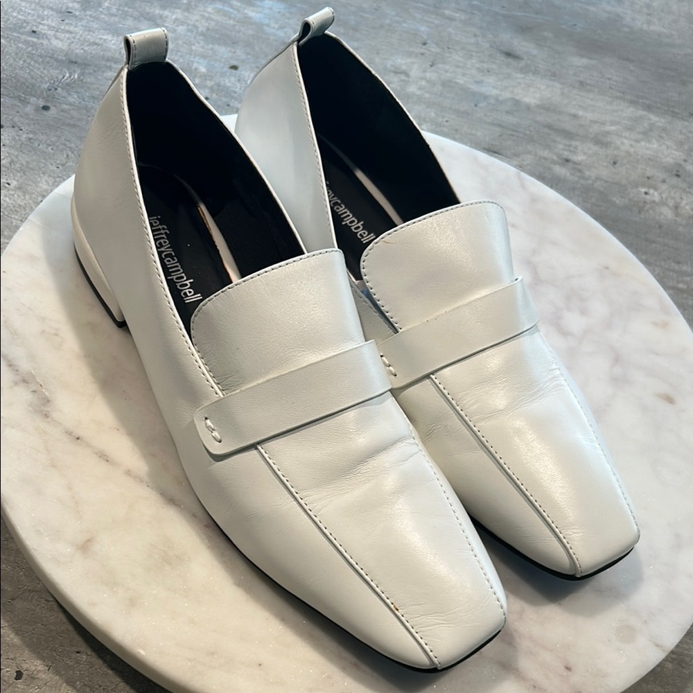 Jeffrey Campbell White Loafers Slip-On Minimalist Design